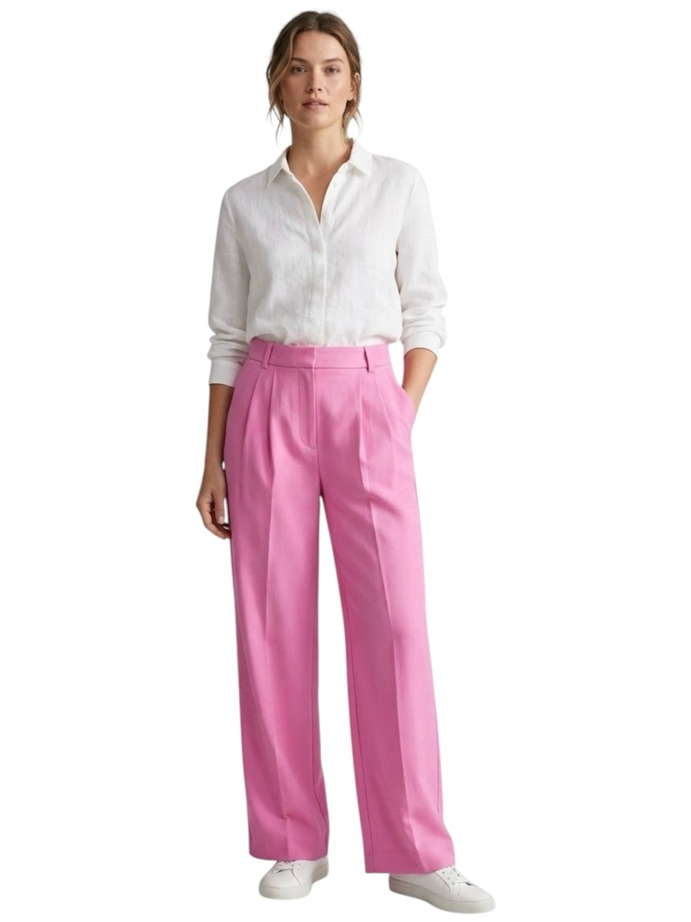 Abercrombie & Fitch Pink Pleated Pants Dress 28 6 Work High Waisted